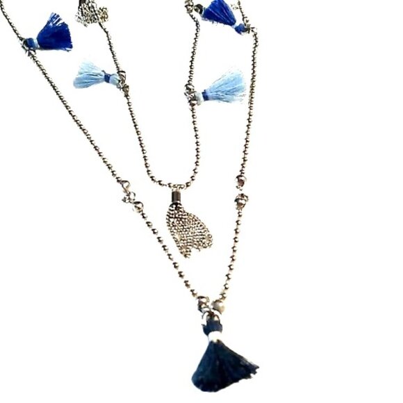 LOFT Long Tassel Necklace Silver Ball Chain 36 inches NWOT - Picture 1 of 16